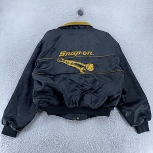 Vintage Snap-on Swingster Jacket Mens Large Black Yellow Mechanic Bomber USA 90s